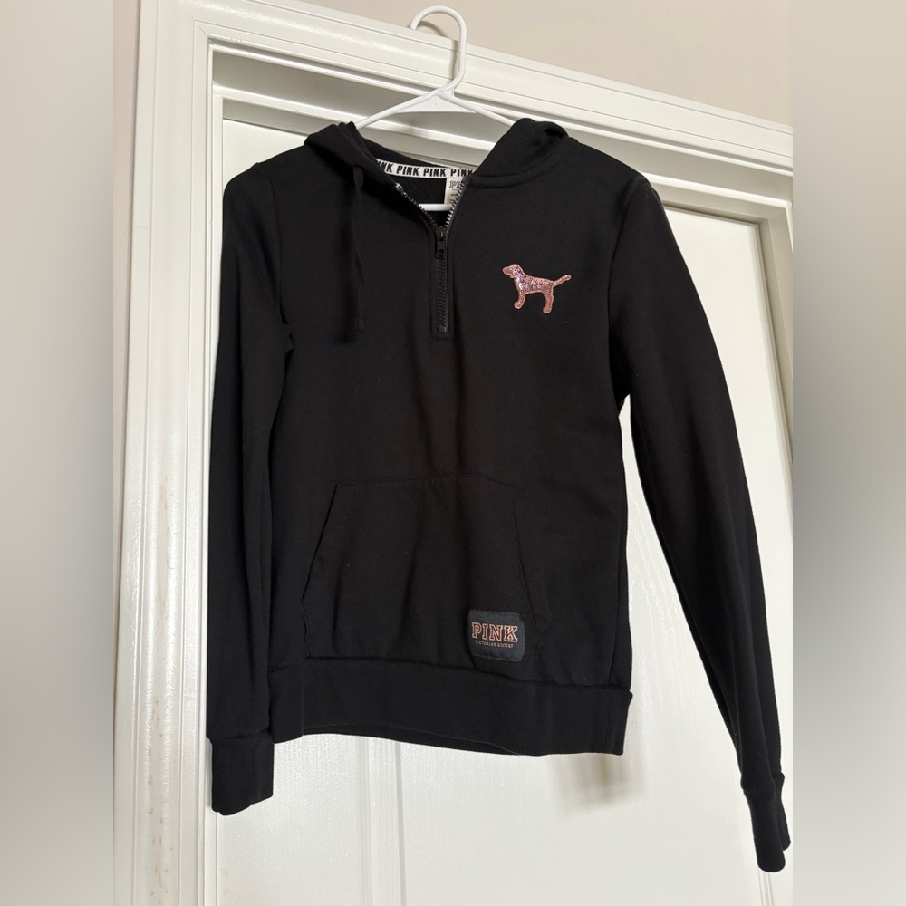 PINK Victoria's Secret Black Hoodie with Sequined Dog